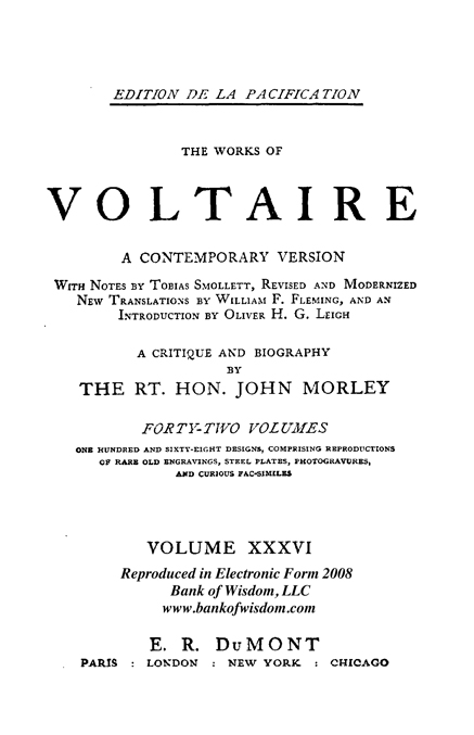 The Works of Voltaire, Vol. 36 of 42 vols + INDEX volume 43